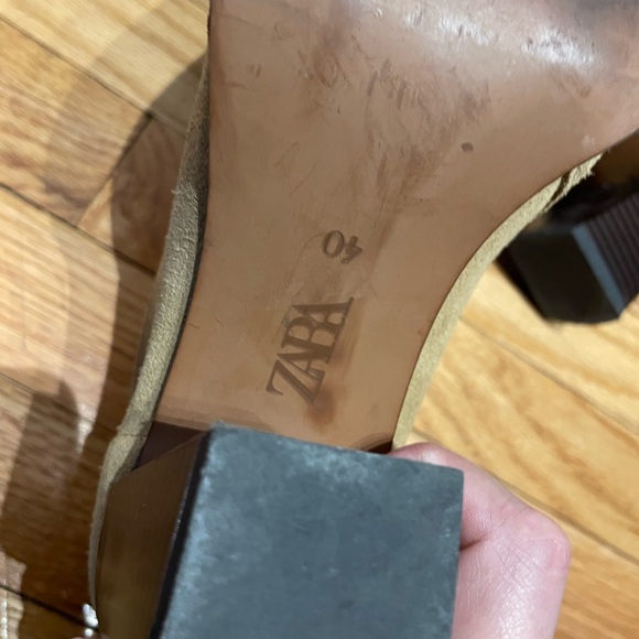 Cowhide Cottage rustic Cowgirl Tan Suede Chunky Block Heel pointed western fall - Picture 10 of 11